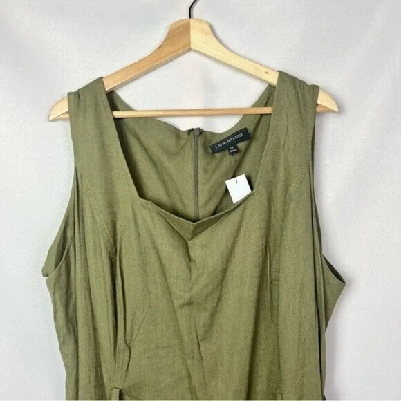 Lane Bryant Olive Green Sleeveless Knee Length Dress 24 - Picture 3 of 4